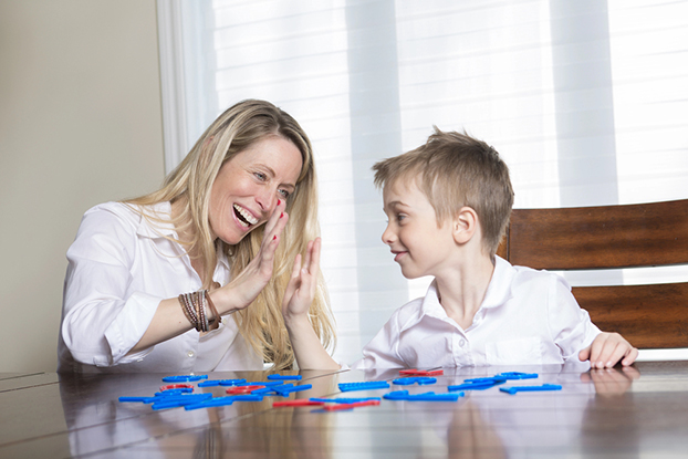 parents playing a phonics game