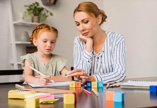 Mom teaching number sense
