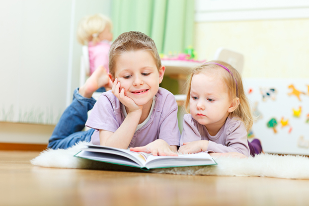 Kids doing kindergarten reading