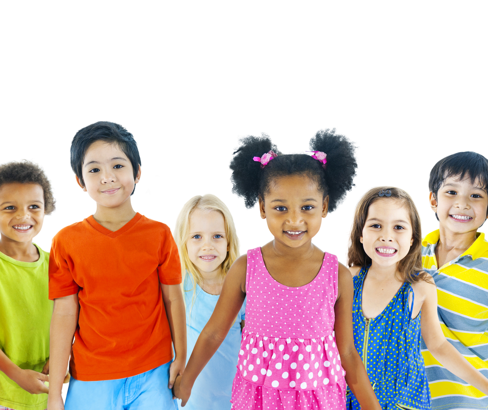 Group of kids following directions
