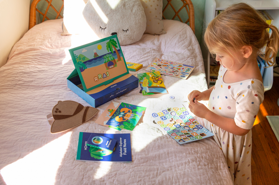 Girl learning sight words for kindergarten