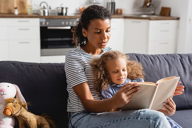 Mom reads preschool sight words
